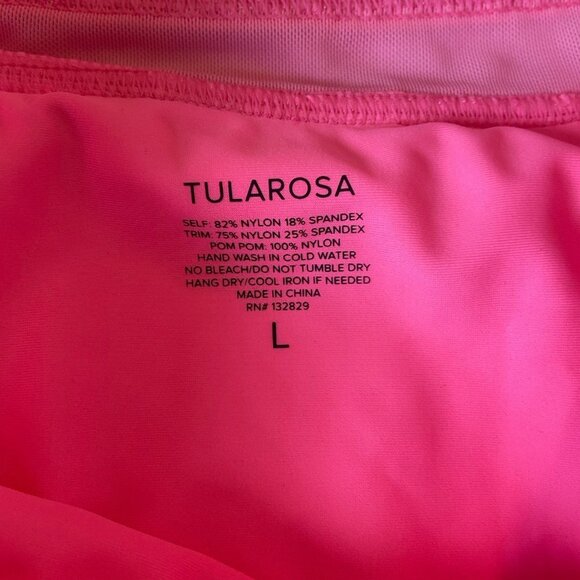 Revolve Tularosa Women's Hot Pink High Waist Pom Pom Mesh Nina Bikini Size L - Picture 10 of 11